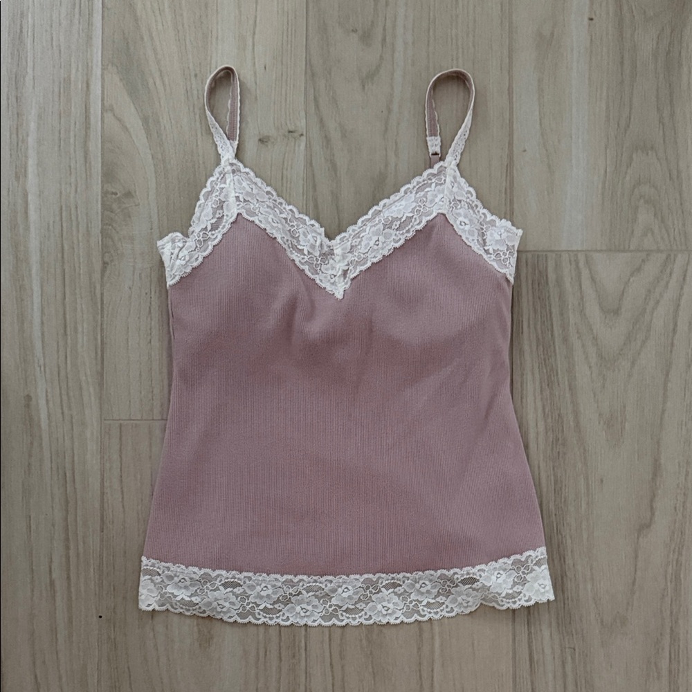 Abercrombie & Fitch Dusty Rose Lace-Trim Cami Tank